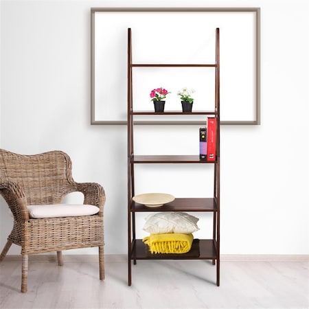 Casual Home 5-Shelf Ladder Bookcase, Warm Brown 176-54